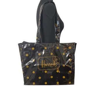 Vintage HARRODS of London Knightsbridge Signature Logo Tote Bag - Black/Gold